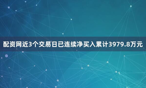 配资网近3个交易日已连续净买入累计3979.8万元