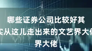 哪些证券公司比较好其实从这儿走出来的文艺界大佬